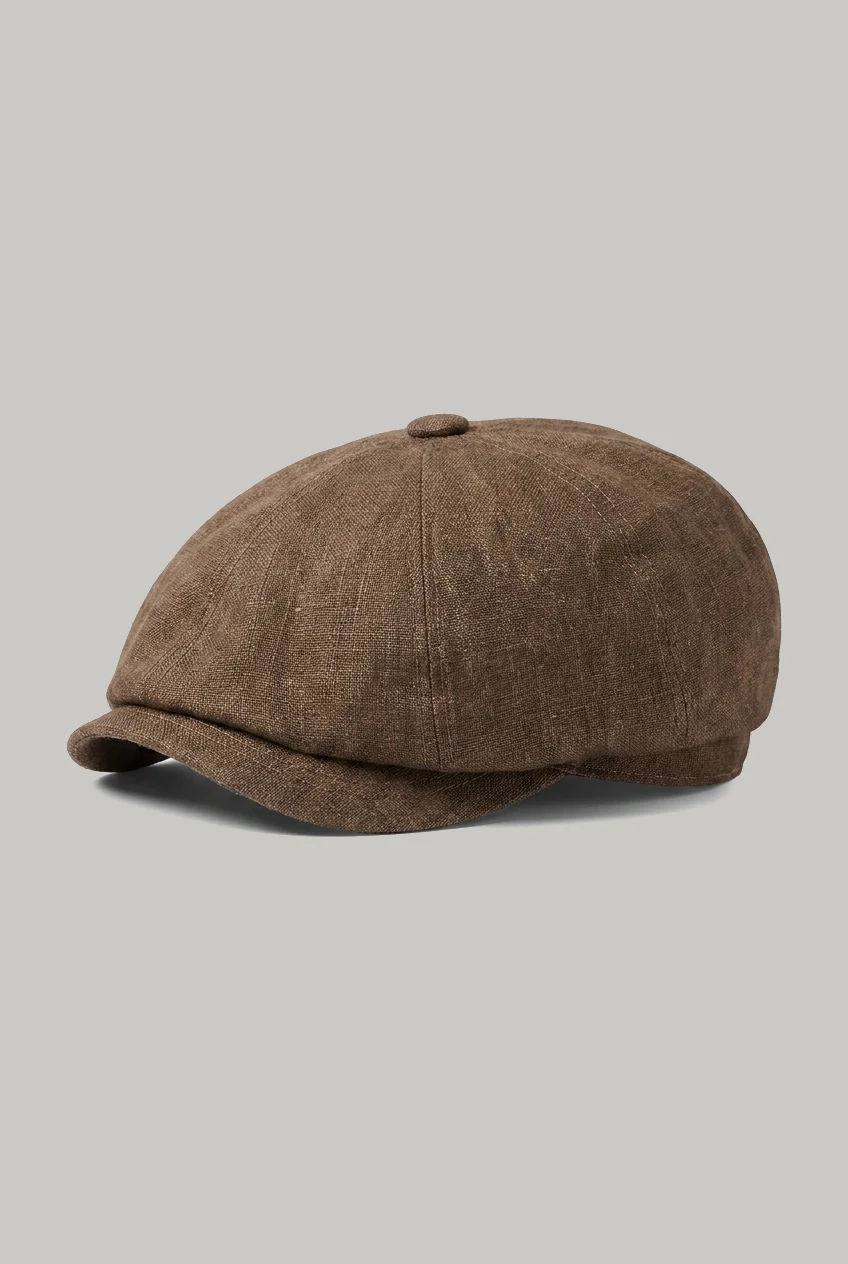 Baker Boy Hat - Chocolate Linen - Image 3