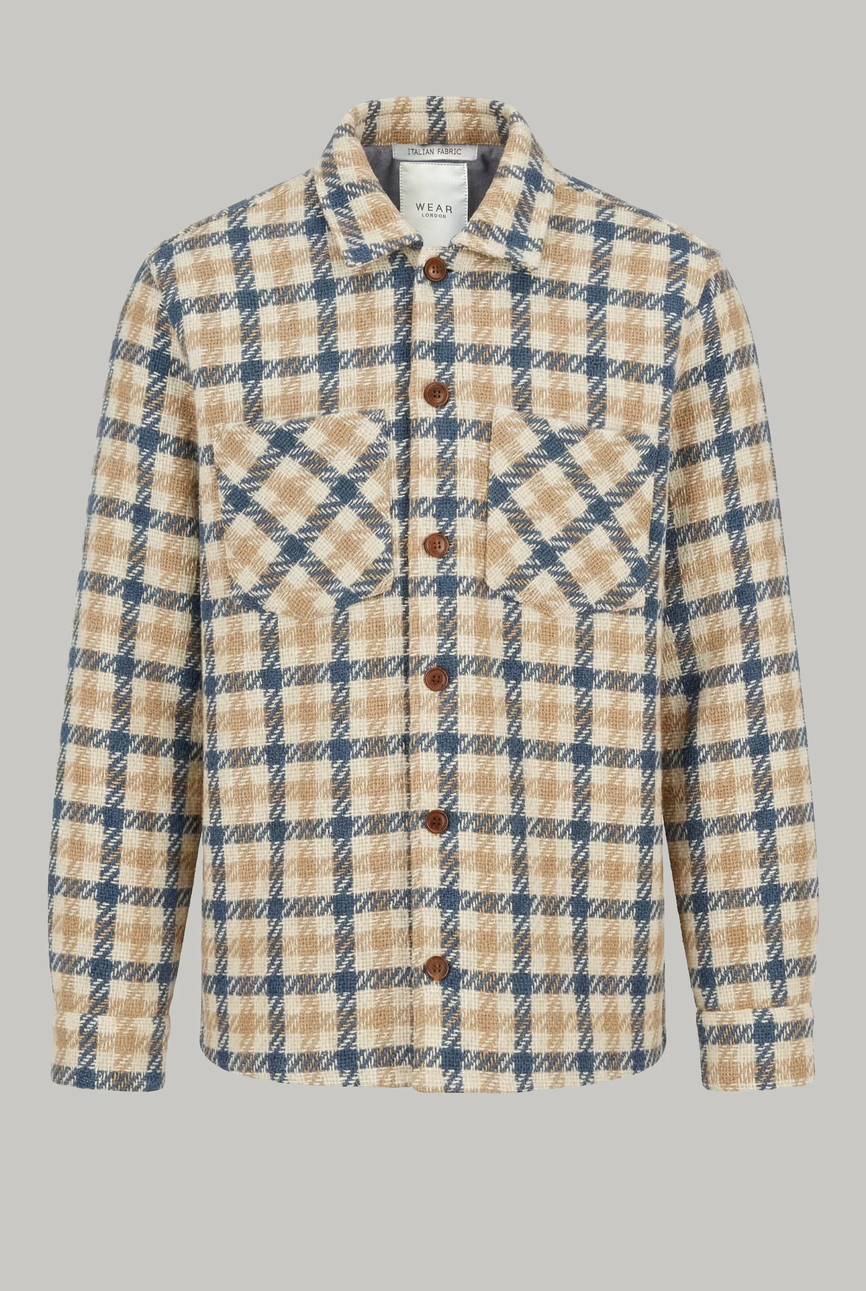 Bart Overshirt - Blue Brown Ecru - Square Check - Image 2