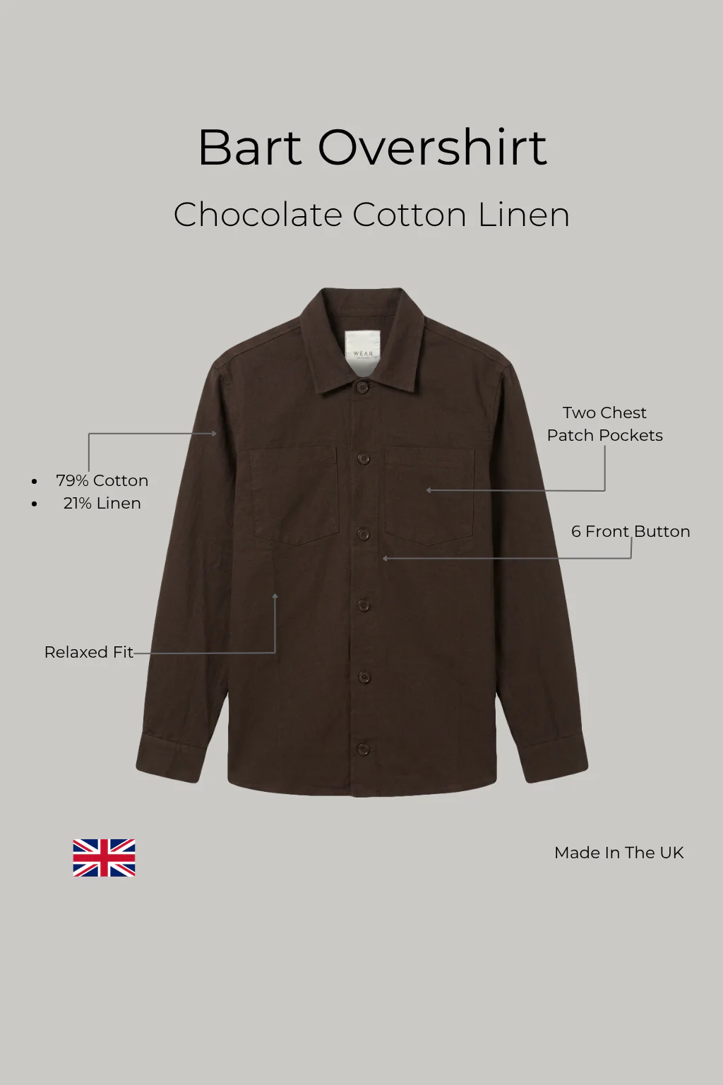 Bart Overshirt - Chocolate Cotton Linen - Image 5