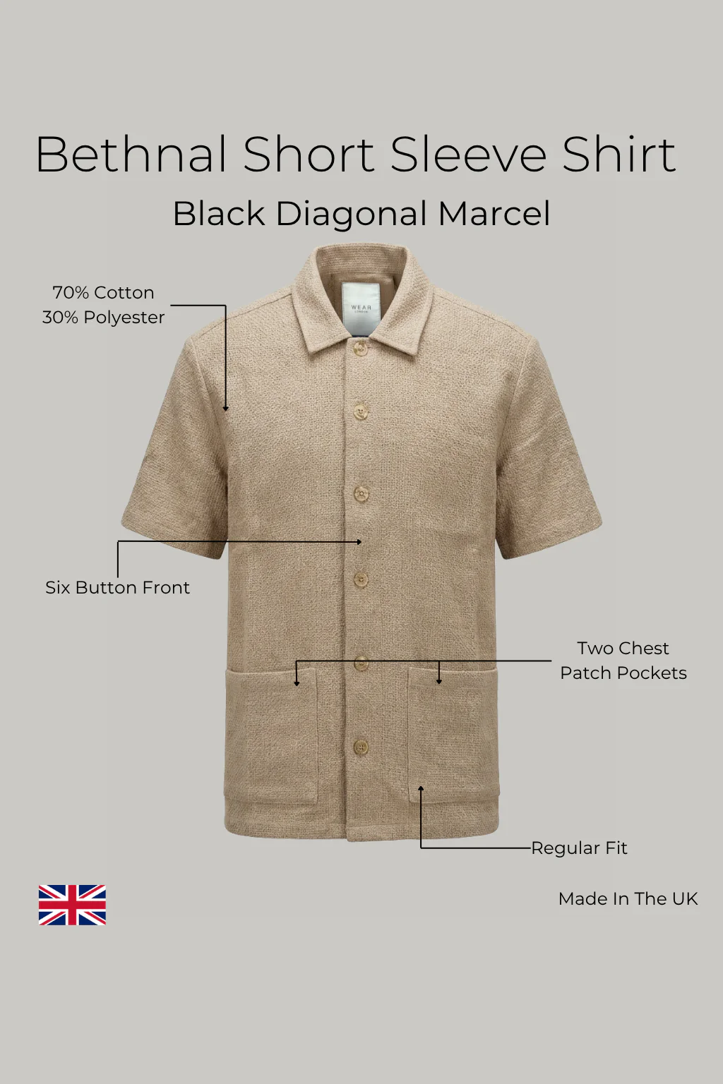 Bethnal Short Sleeve Shirt - Beige Marcel - Image 3