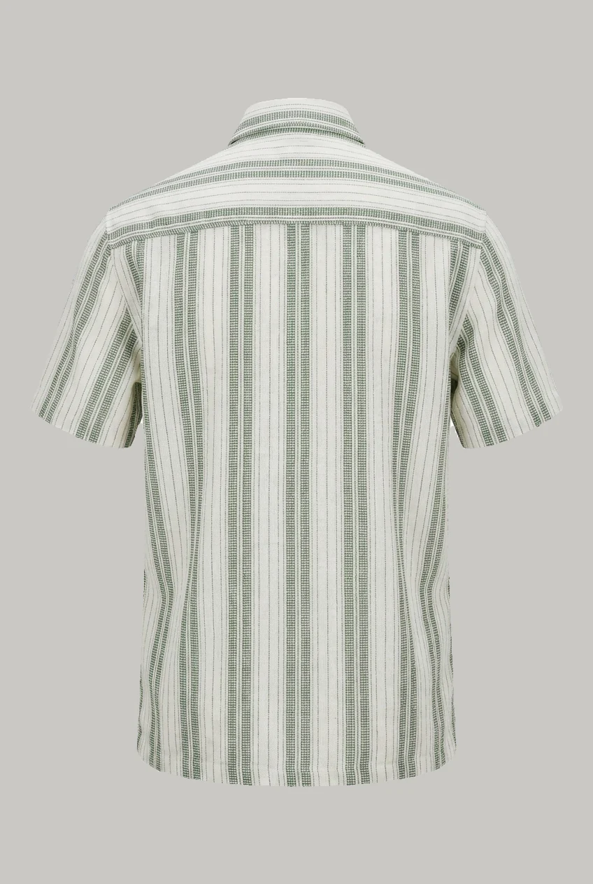 Bethnal Short Sleeve Shirt - Green White Stripe - Image 4
