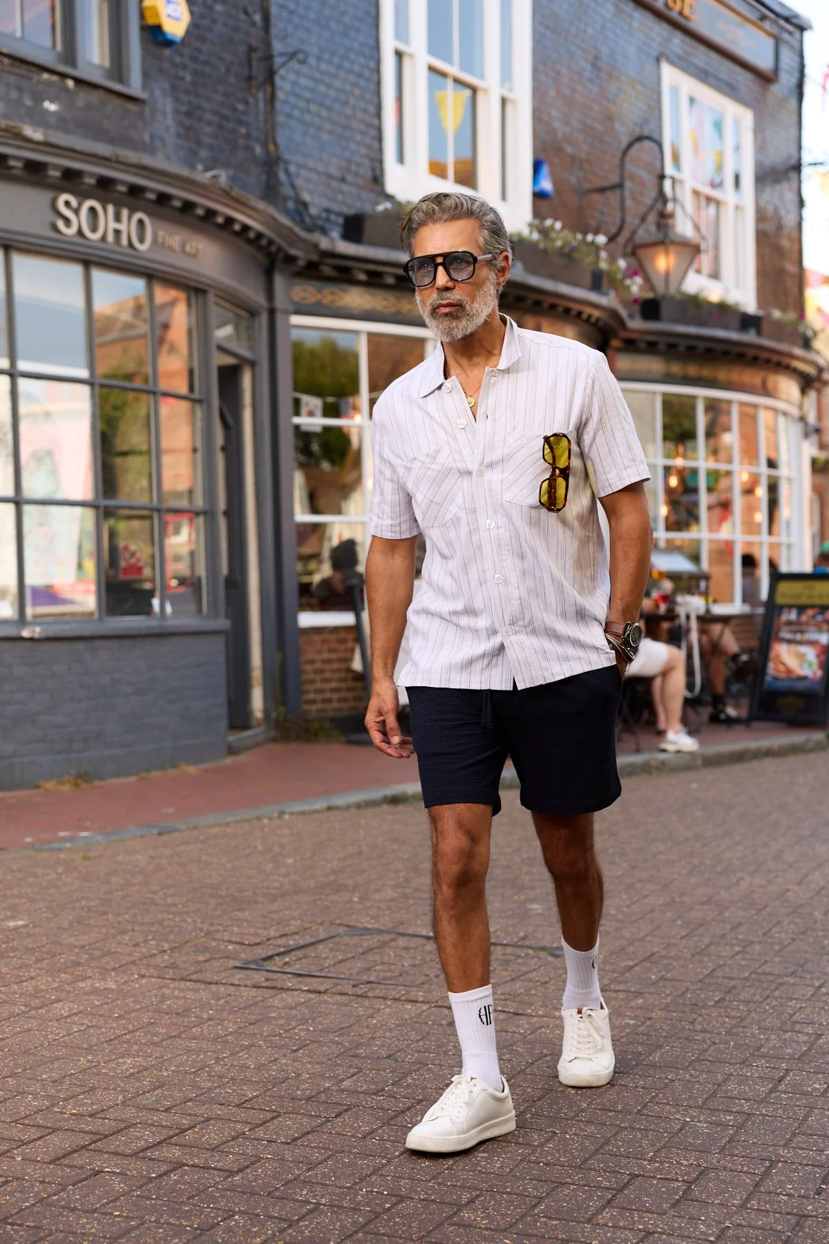 Bethnal Top Pockets - Green White Linen - Image 3