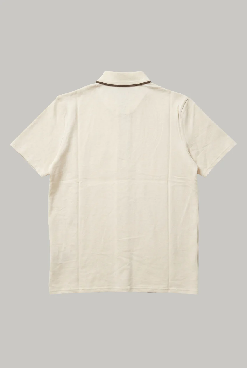 Borough - Zip Polo - Taupe Pique - Image 4