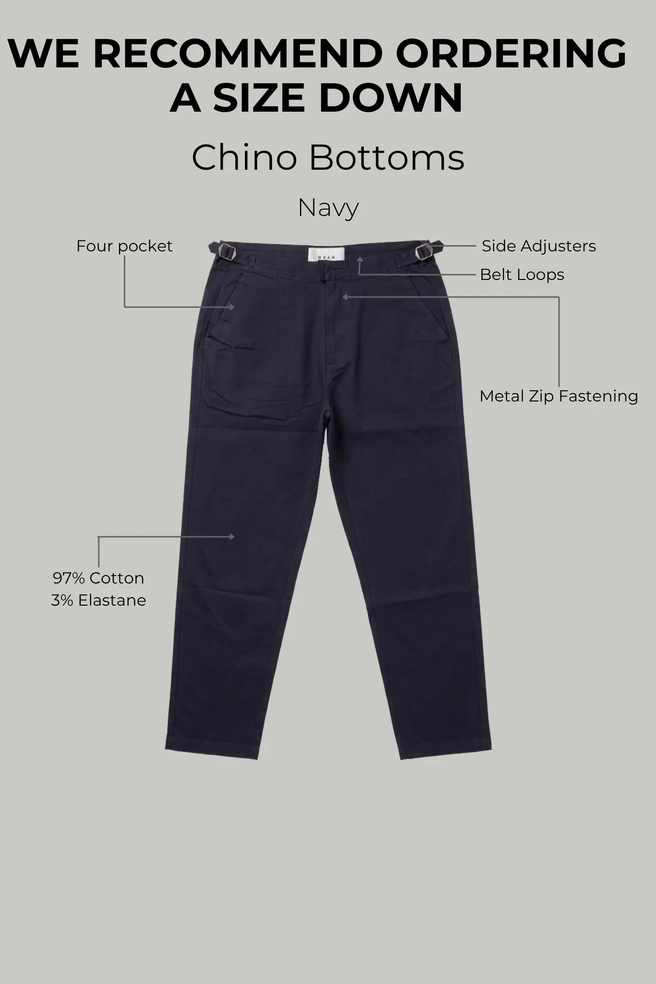Chino Bottoms - Navy - Image 3
