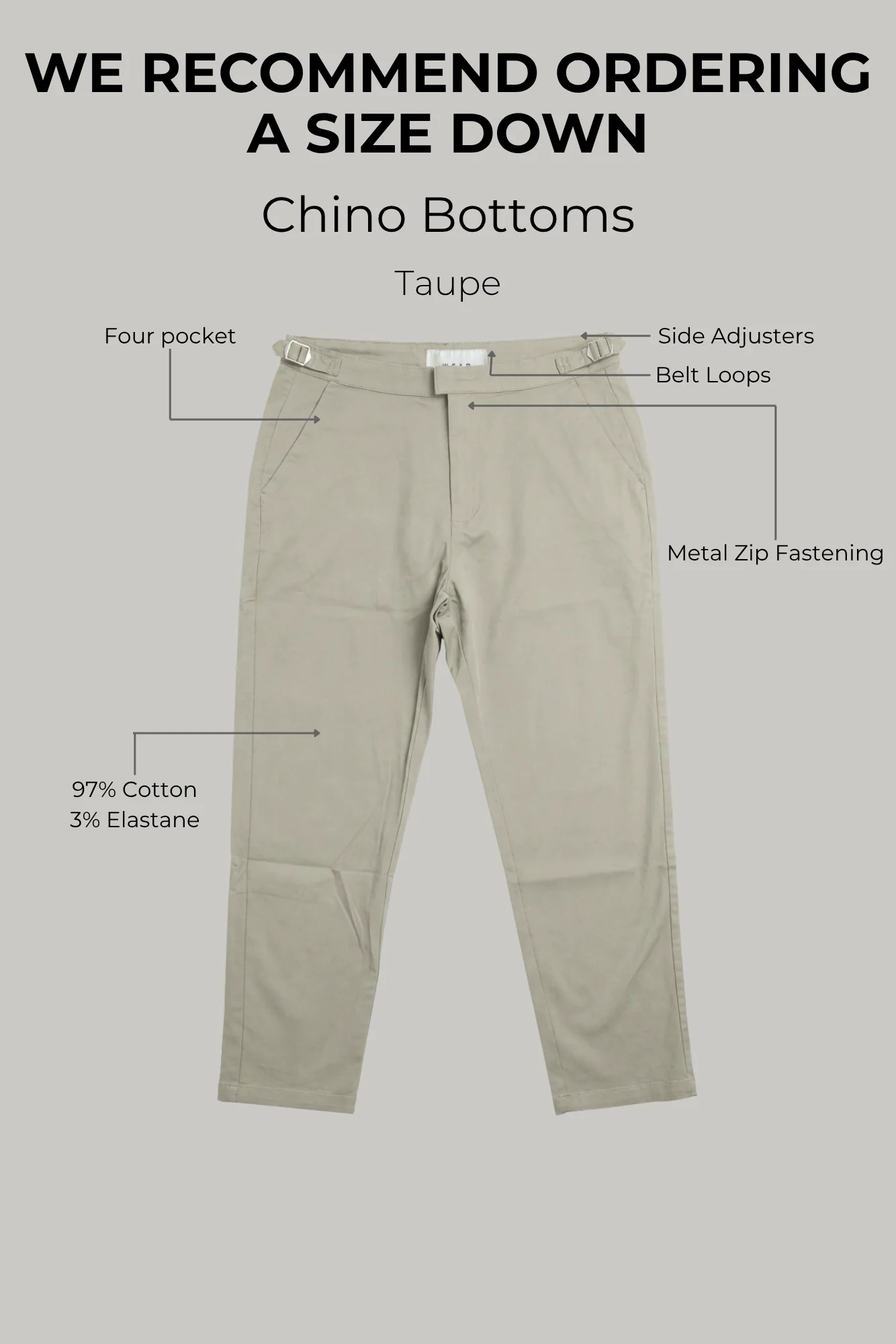 Chino Bottoms - Taupe - Image 3