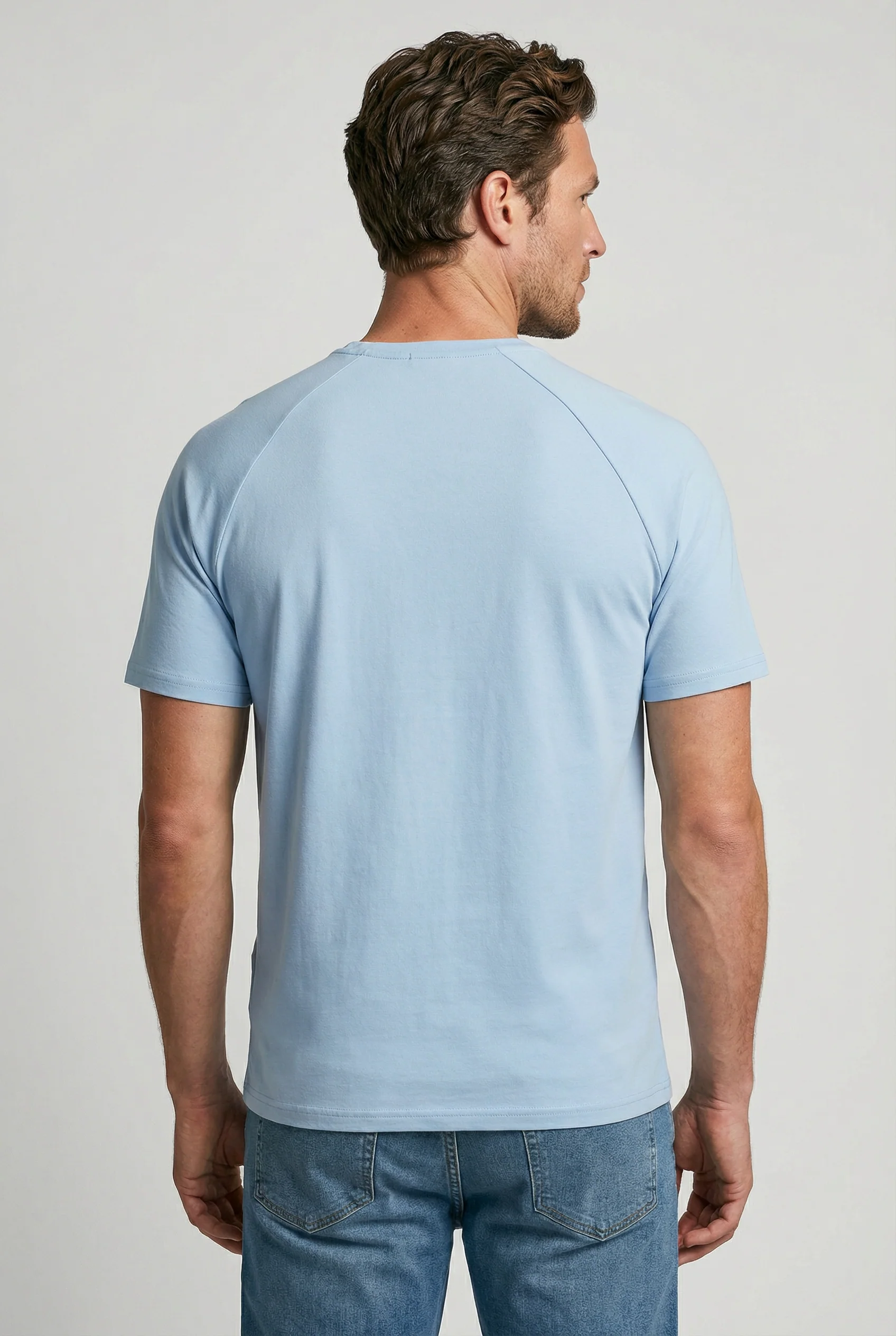 Hoxton Raglan Sleeve Fitted T-shirt - Sky Blue - Image 2