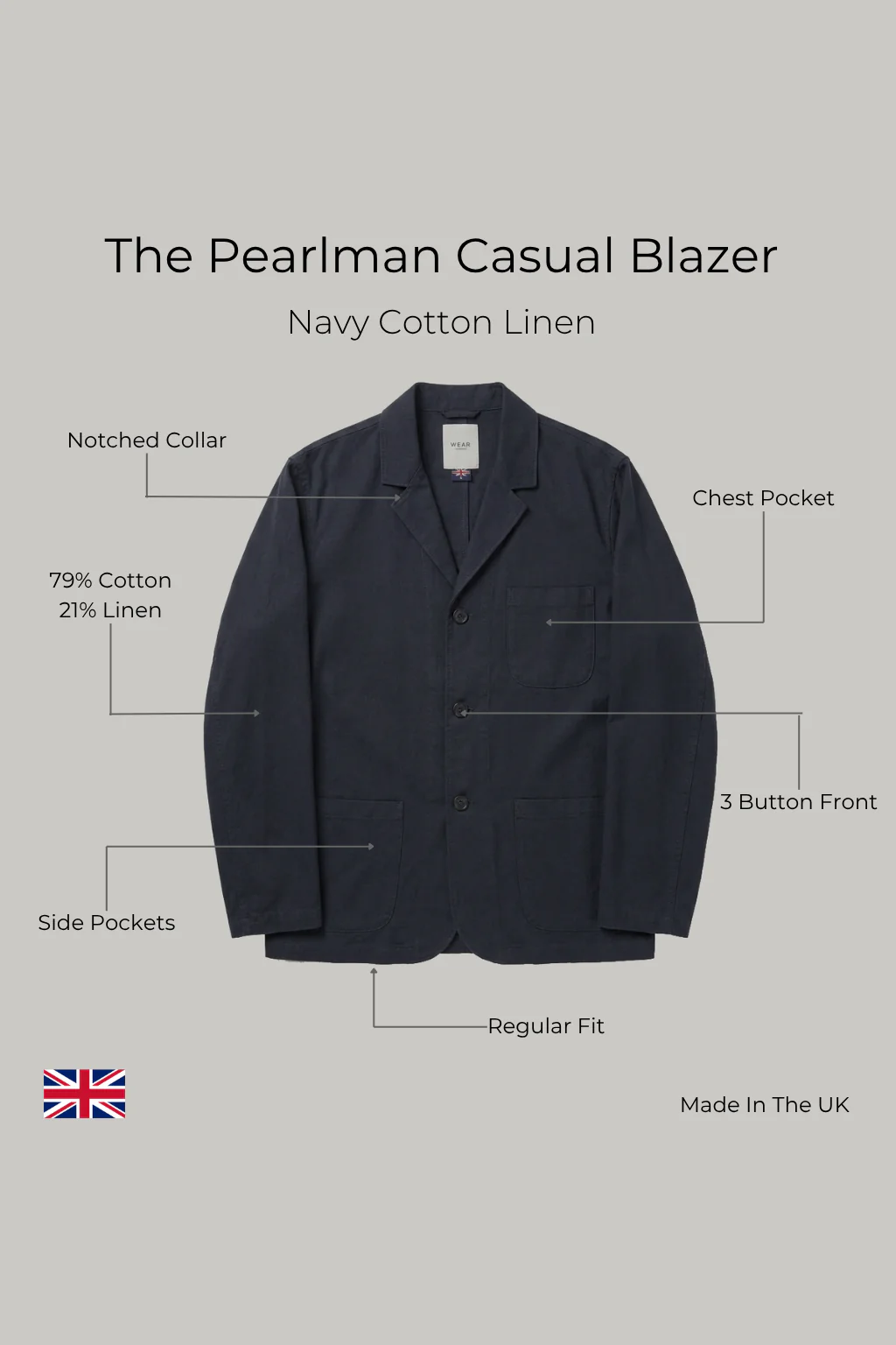 The Pearlman Casual Blazer - Navy Cotton Linen - Image 5