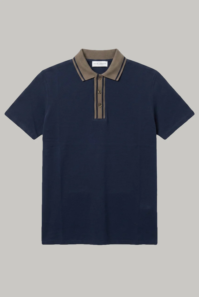 Thames - 3 Button Polo - Navy Pique - Image 2