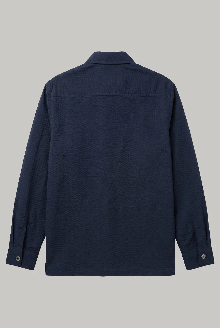 Wick Long Sleeve Shirt - Plain Navy Seersucker - Image 4