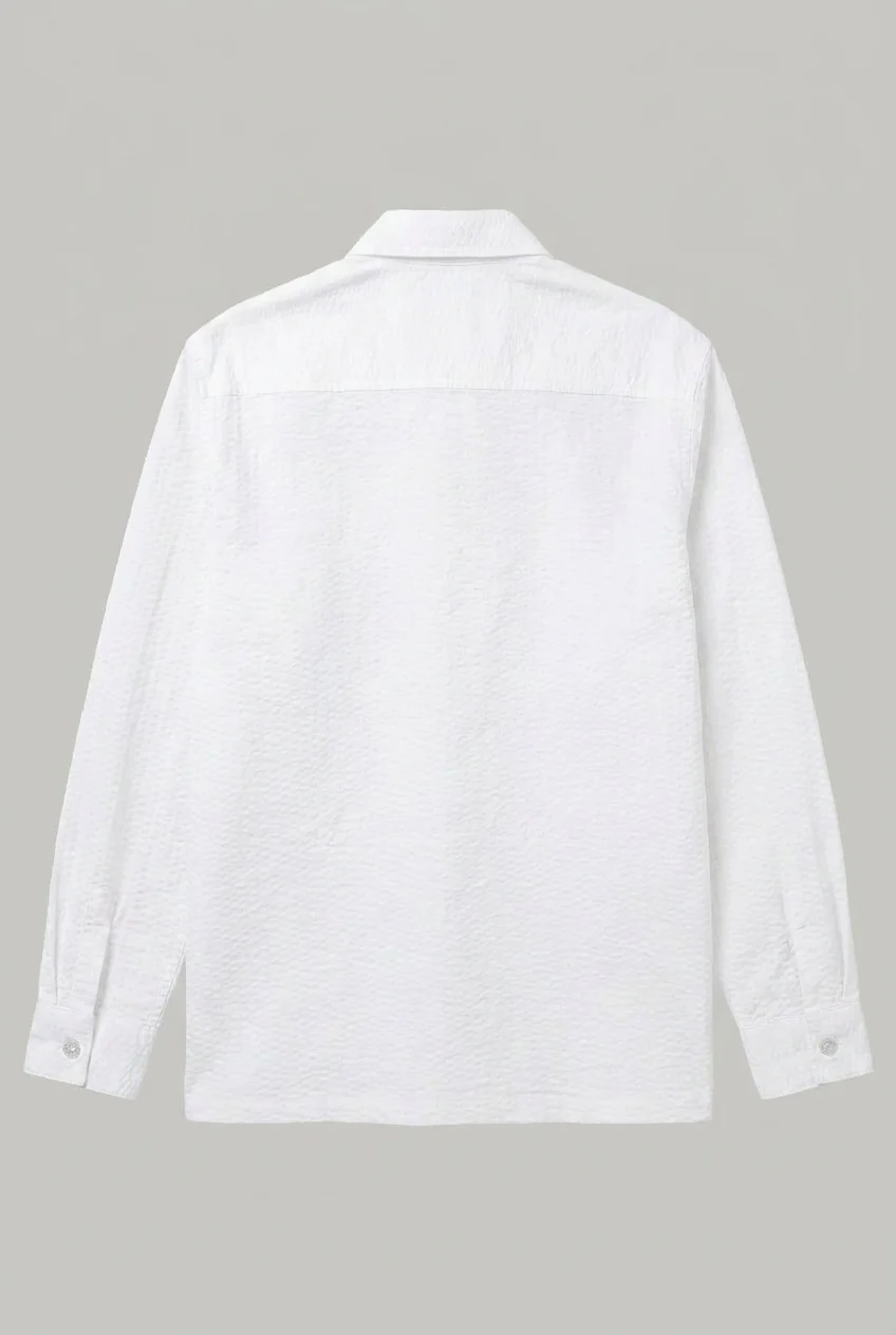 Wick Long Sleeve Shirt - Plain White Seersucker - Image 3